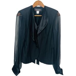 JR Nites by Caliendo Tuxedo Top Sheer Sleeve Single Button Jacket - 8P